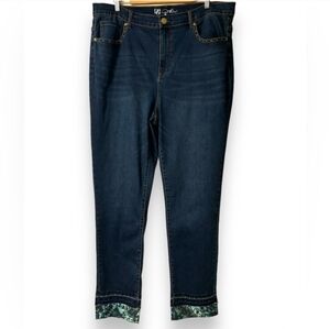 DG2 by Diane Gilman New Classic Stretch Studded Skinny Jeans Dark Wash